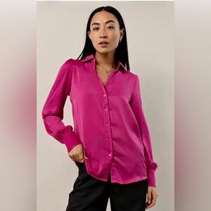 Bohme Tiffany Button Down Vibrant Magenta Button-Up Shirt Size Small 🌺